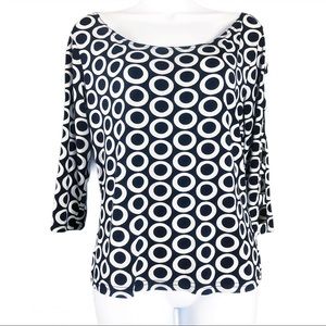 EUC Joseph Ribkoff Navy printed blouse size 14